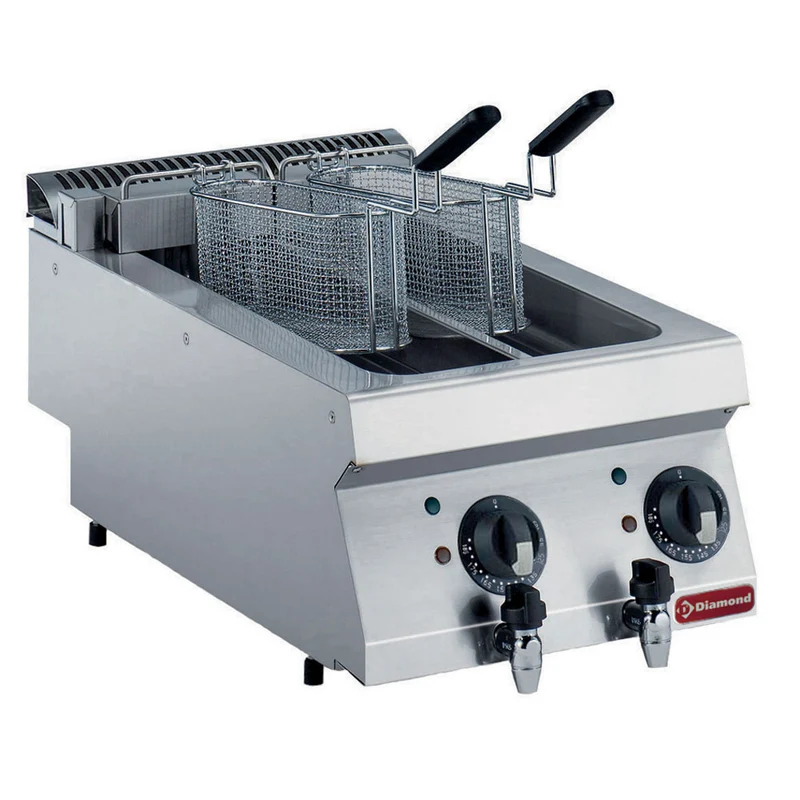 Profi Doppel-Fritteuse elektrisch , 2x 5 Liter Becken , Tischgerät, E17/F2V54T-230/3--N