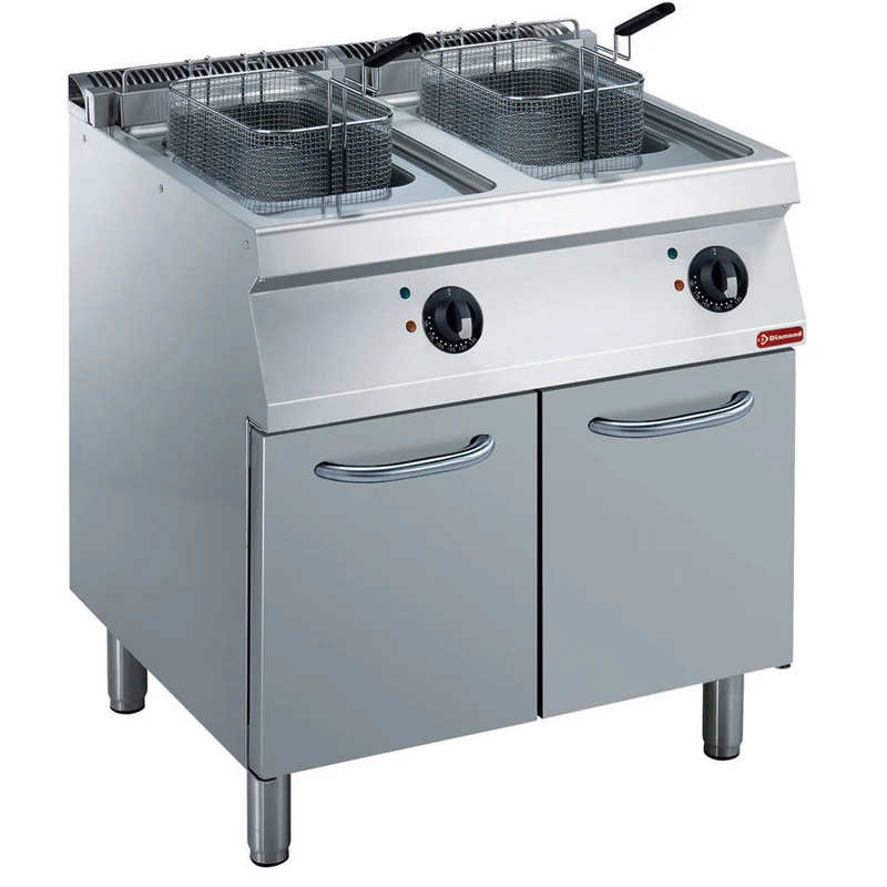 Profi Elektro-Doppelfritteuse 2x14L , Standgerät mit Unterschrank , 17,4 kW, E17/F28A8-230/3--N