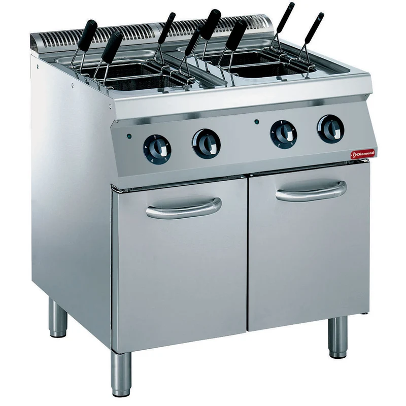Profi Nudelkocher Elektro , 2 Becken (49 L) , Standgerät mit Unterschrank, E17/CPA8-230/3--N
