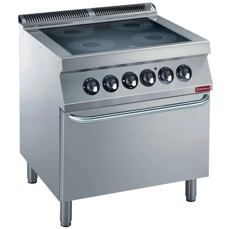 Profi Elektro-Standherd , 4 Cerankochzonen & GN 2/1 Backofen, E17/4VCF8-N