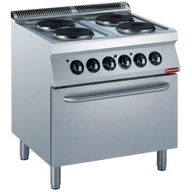 Profi Elektro-Standherd , 4 Kochplatten & GN 2/1 Backofen, E17/4PF8-N
