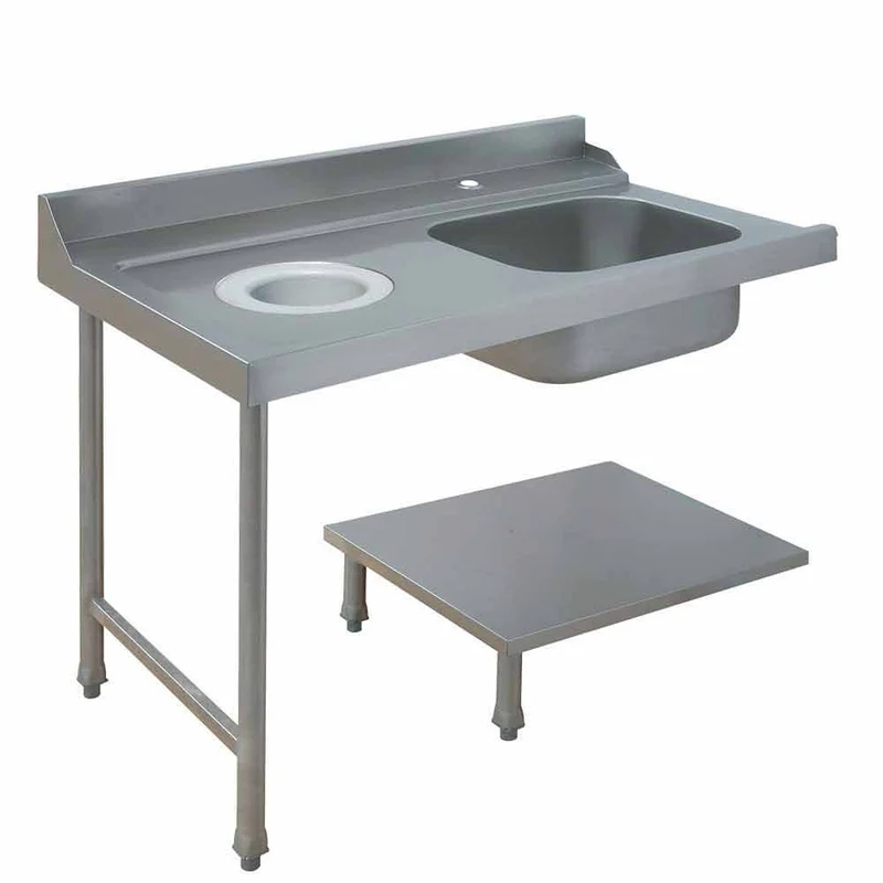 Einlauftisch links 1200 mm mit Becken und Abfallschacht, DLVS-S12