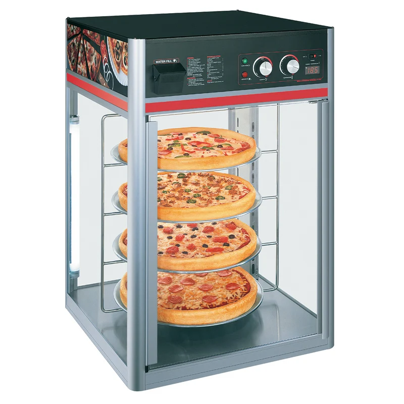 Beheizte Pizzavitrine mit 4 rotierenden Ebenen & Befeuchtung, DLVM-1