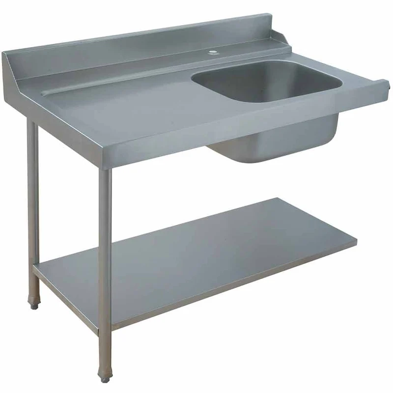 Einlauftisch links mit Spülbecken , 1200 mm , Edelstahl, DLV-S12