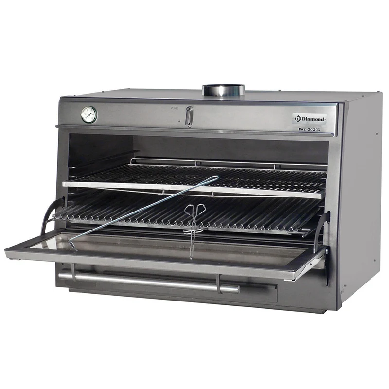 Profi Holzkohle-Grillofen Edelstahl , für GN 2/1 & GN 1/1 , 120 kg/h, CBQ-120/SS