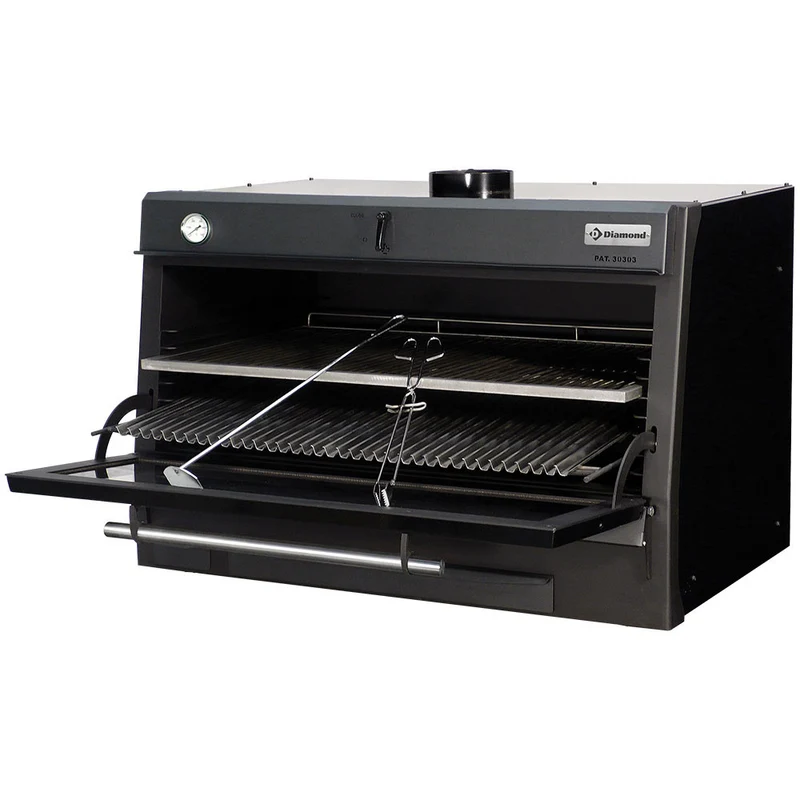 Professioneller Holzkohle-Grillofen für Gastronomie , 120 kg/h , GN 2/1, CBQ-120/BK