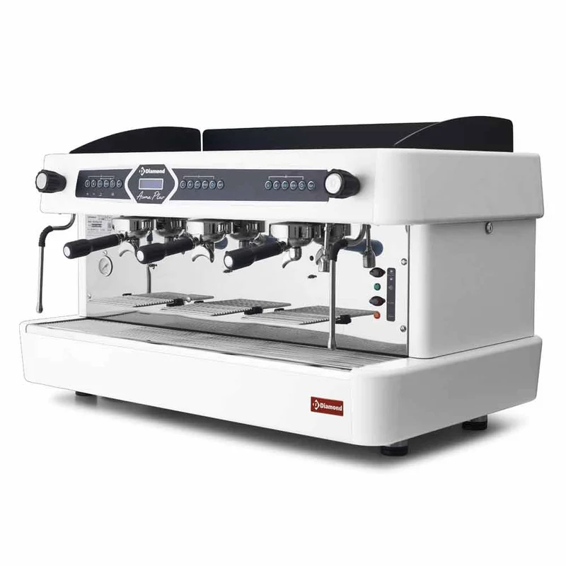 Profi Siebträgermaschine 3-gruppig mit integriertem Wasserenthärter, AROMA/3EW_DVA12