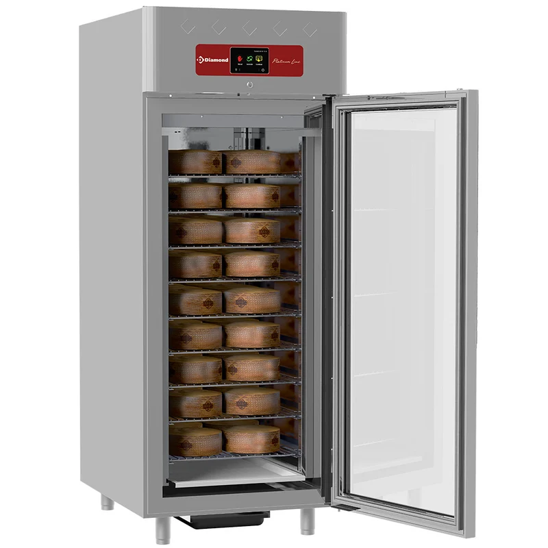 Profi-Reifeschrank 850 Liter GN 2/1 mit Glastür & Luftbefeuchtung, AL4S/FGF