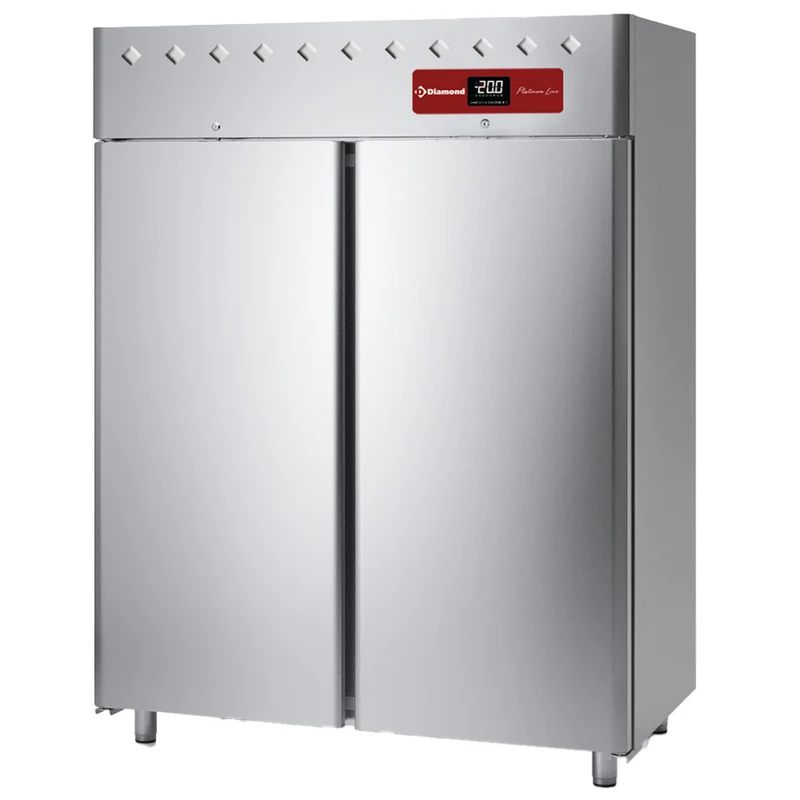 Profi Tiefkühlschrank 1400 Liter, Umluft, Edelstahl, 2 Türen, GN 2/1, AE2N/PL4