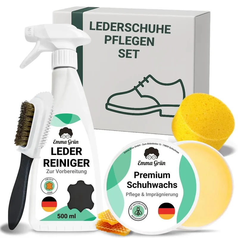 Lederschuhe pflegen Set mit Reiniger & Wachs