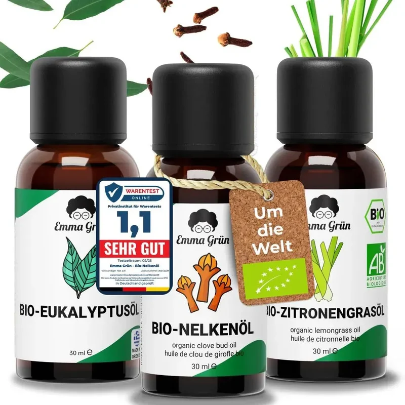 Um die Welt Set mit Eukalyptus-, Zitronengras- & Nelkenöl