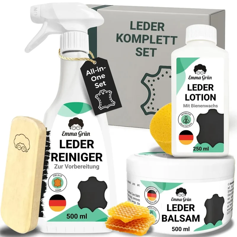 Lederpflege Komplettset mit Reiniger, Lotion & Balsam (1 x Set)