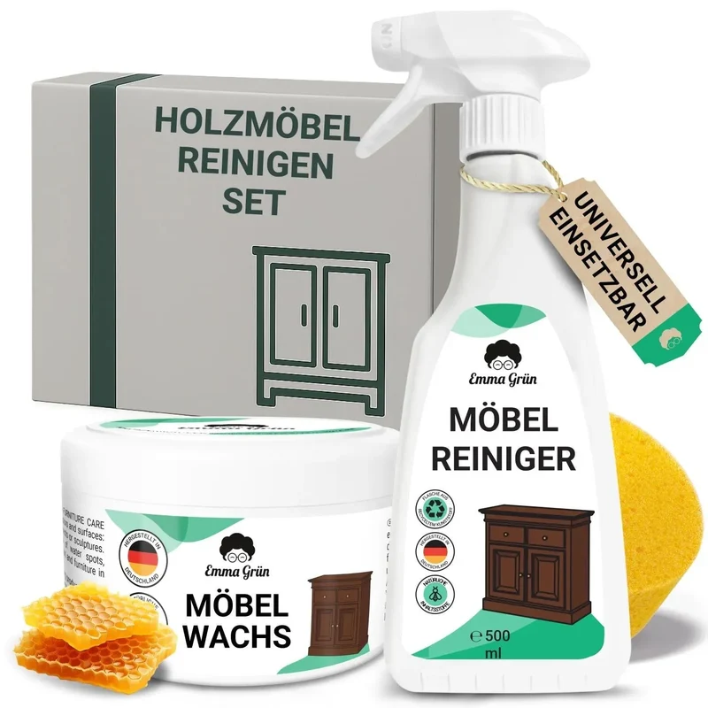 Holzmöbel reinigen Set mit Reiniger & Wachs