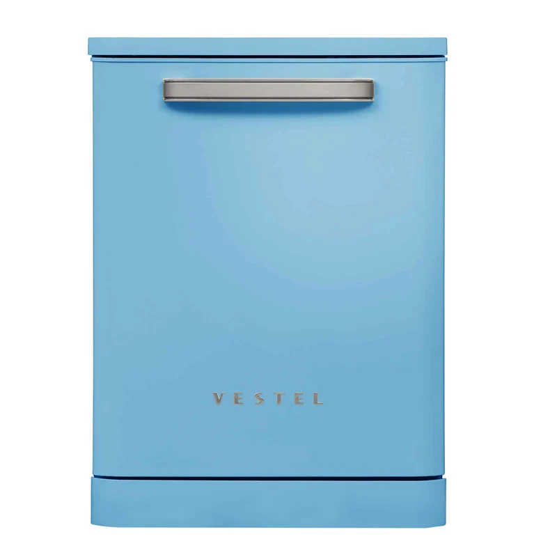 Vestel Retro DW 5001 Baby Blue freistehender Geschirrspüler 14 Maßgedecke 5 Programme