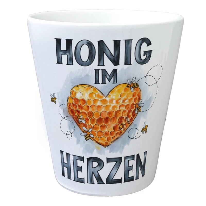 Honig im Herzen Blumentopf Herz Honigwaben