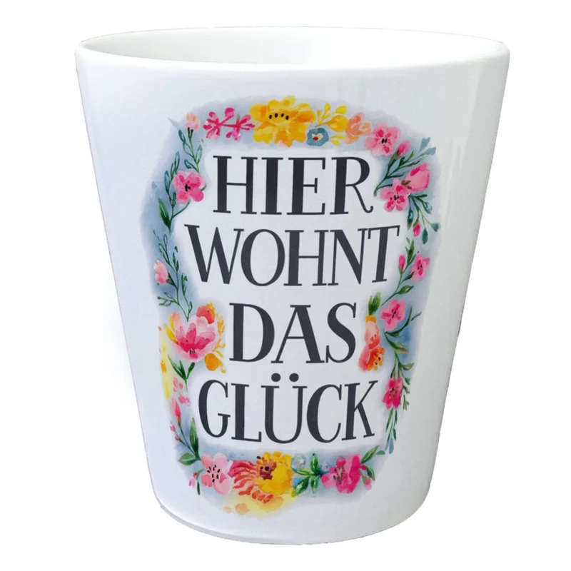 Hier wohnt Glück Blumentopf Blumenkranz