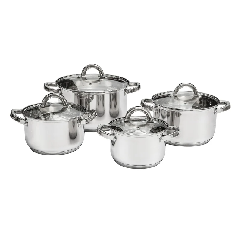 Ambition Kochgeschirrset, Edelstahl, 8-teilig, dicker Boden, Berry