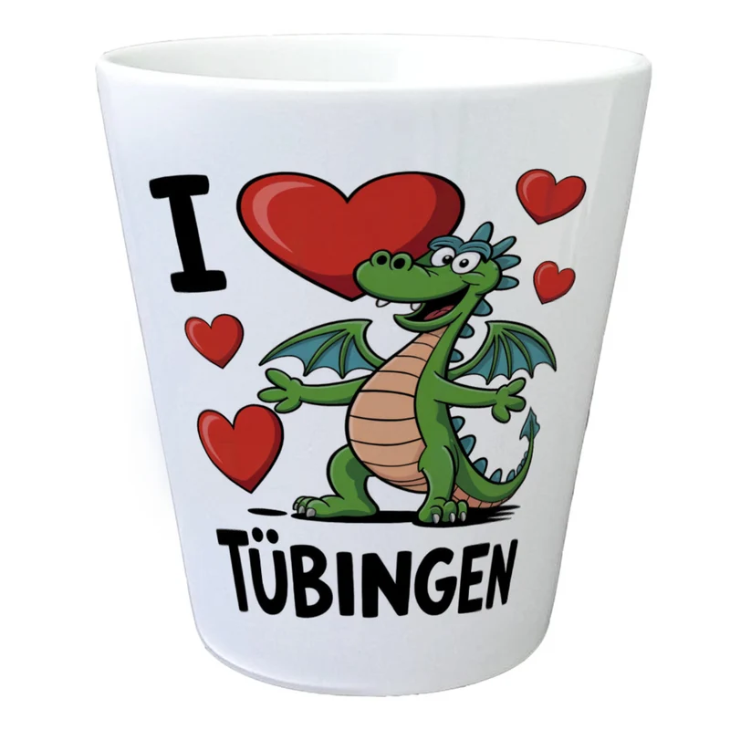 I love Tübingen grüner Drache Blumentopf
