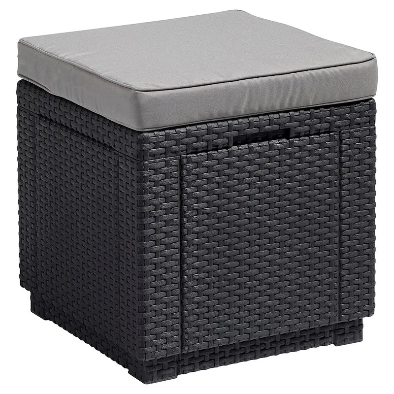 Curver Allibert Cube Sitzhocker mit Stauraum, Graphitgrau