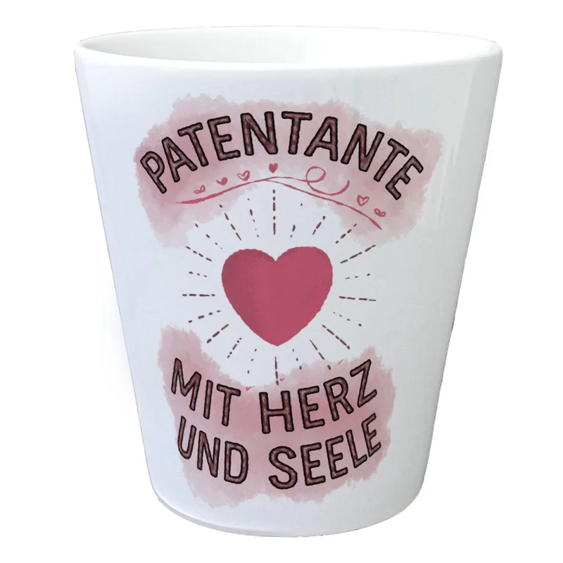Patentante mit Herz Blumentopf Herz und Seele