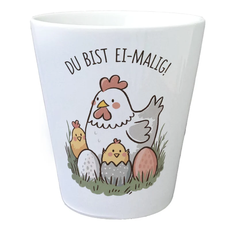 Henne mit Küken Du bist Ei-Malig! Blumentopf