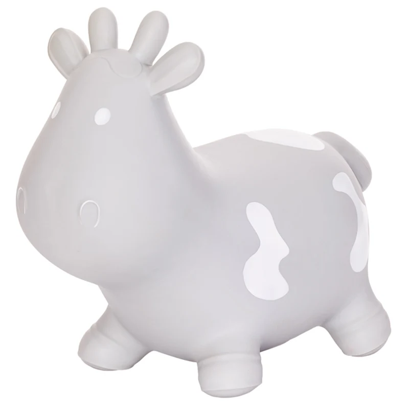 Hoppimals Hüpftier, Hüpfende Kuh, Für Gymnastik & Geschicklichkeit für Kinder, Inklusive Pumpe - Baby-Hüpfer, Grau