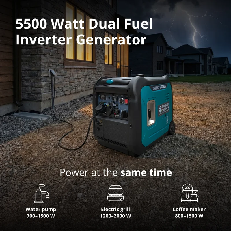 "Könner & Söhnen" LPG/Benzin-Inverter-Generator KS 5500iEG S - 5kW Nennleistung - 230V