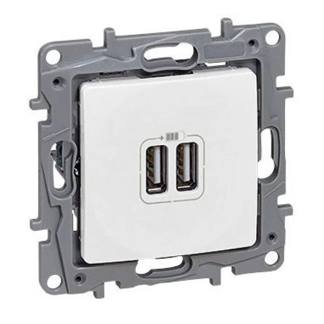 Legrand 764594 Niloé Double USB Charging Socket White