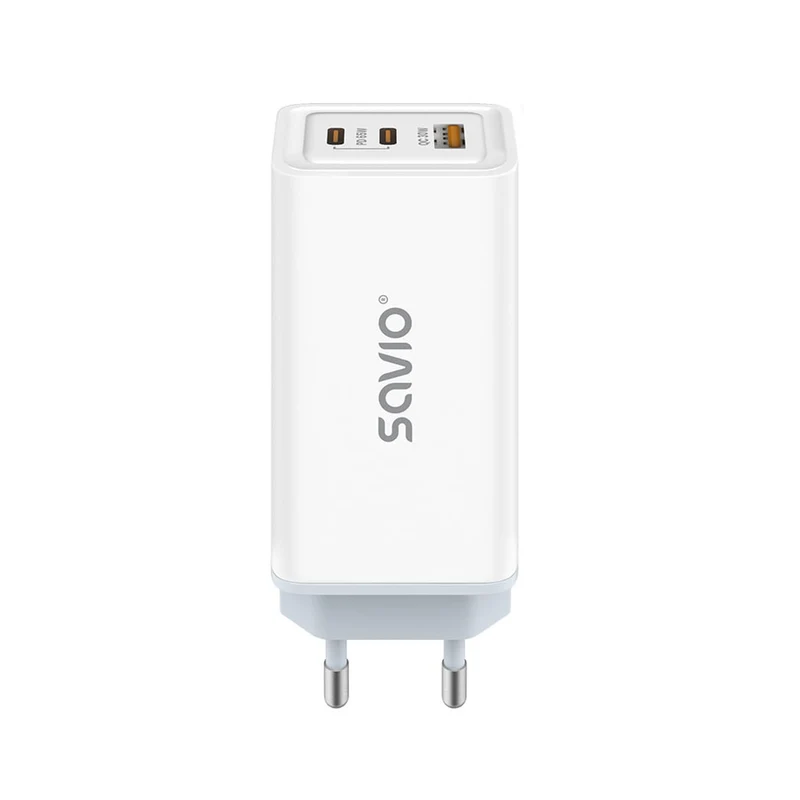 Savio Netzladegerät, 1x USB-A, 2x USB-C, GaN, 65W, weiß, SAVLA-07