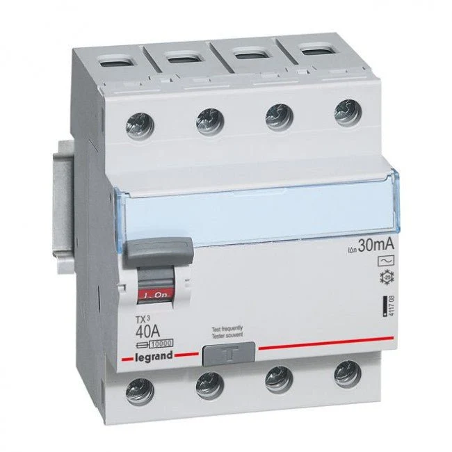 Legrand 411708 TX3 RCCB 4P 40A 30mA Type AC 6kA DIN Rail