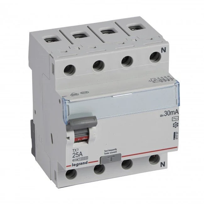 Legrand 411707 RCCB TX³ 4P 25A 30mA Type AC DIN Rail