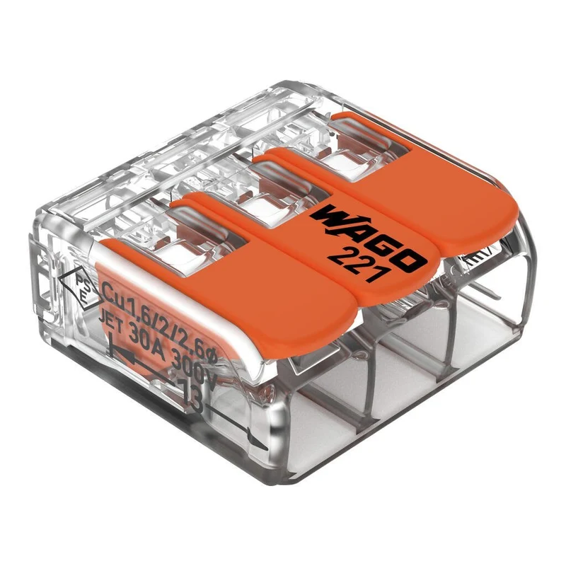 WAGO 221-613 Splicing Connector with Levers 3-Conductor 0.5-6mm² - Pack of 30