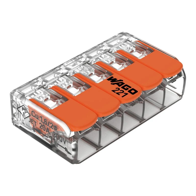 WAGO 221-415 Splicing Connector with Levers 5-Pole 0.2-4mm² 32A Pack of 25