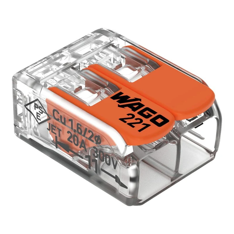 WAGO 221-412 Splicing Connector with Levers 2-Conductor 4 mm² 32A - Pack of 100
