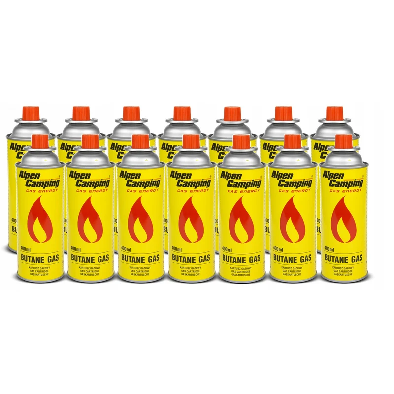 14x Alpen Camping 400ml Gaskartusche, Zertifikat: Pi 0875, entspricht EN417, Isobutan, Betriebsbereich -10°c bis + 40°c, IK004