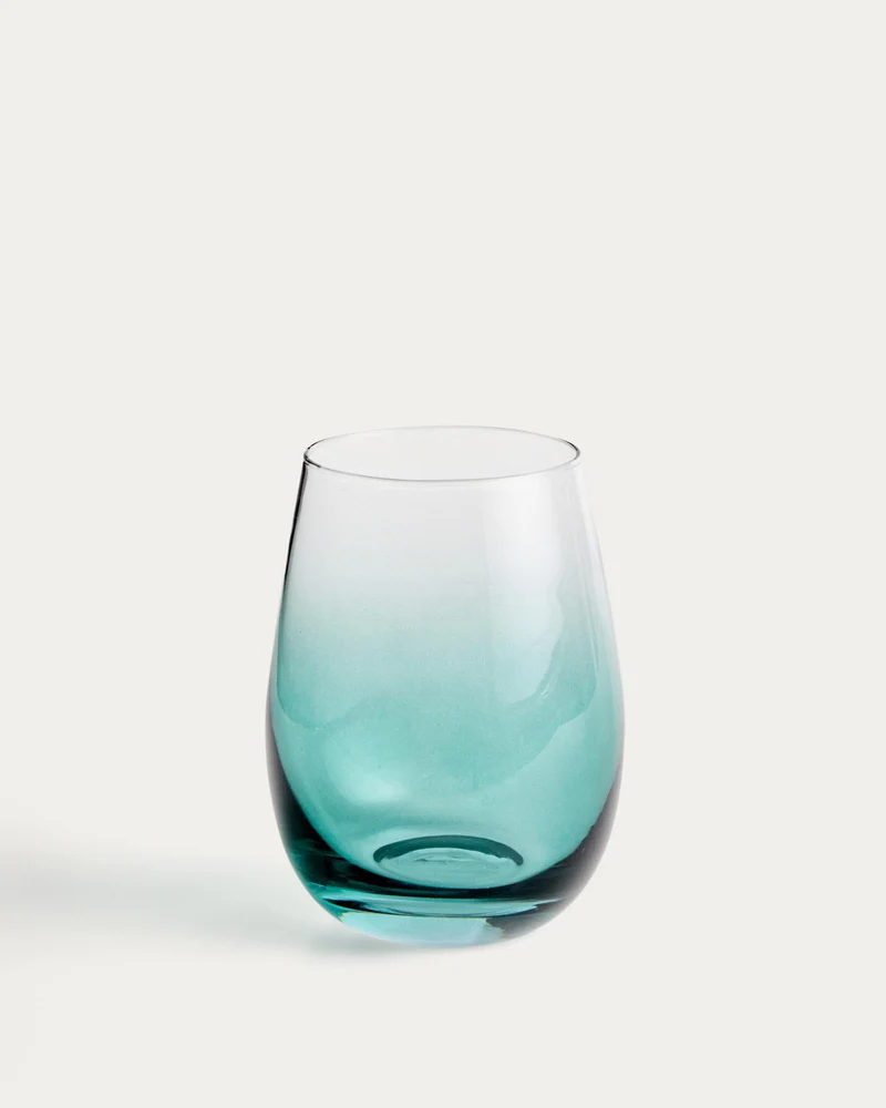 Wasserglas Irides aus blau und klarem Glas, 42 cl