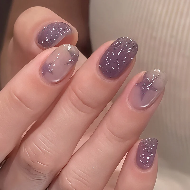 Künstlerisches Ombre Glitzer Press-On Nagelset Karnz