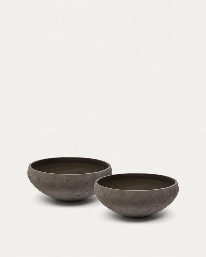 Set Nura aus 2 Blumentöpfen in Terrakotta mit Zementoptik Ø55 cm
