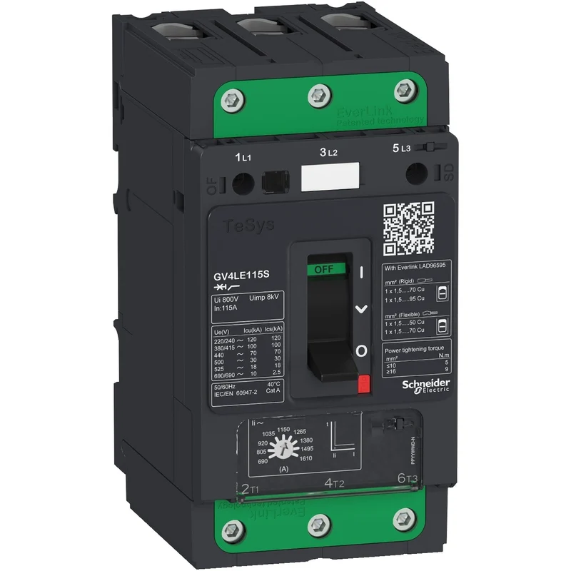 Schneider GV4LE115N TeSys GV4 Motor Circuit Breaker 3P 115A 50kA EverLink