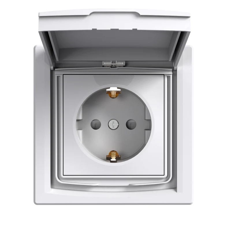 Schneider EPH3100321 Asfora Single Socket Outlet with Lid IP44 16A White
