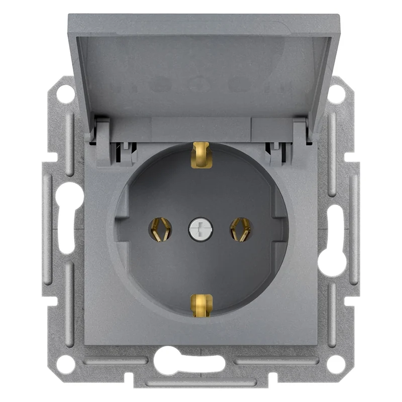 Schneider EPH3100162 Asfora Single Socket Outlet 16A 250V AC Steel