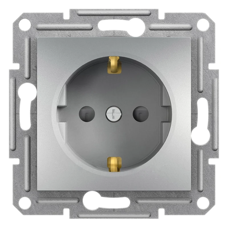 Schneider EPH2900261 Asfora Single Socket Outlet 2P+E 16A Aluminium