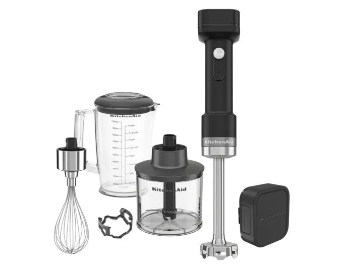 KITCHENAID Stabmixer kabellos mit Zubehör inkl. Akku schwarz matt