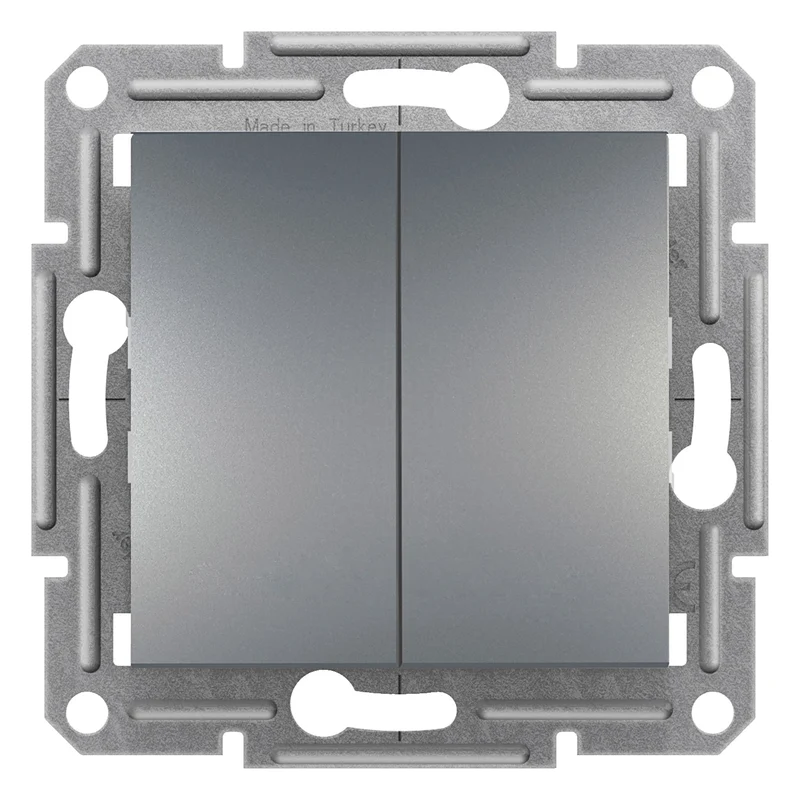 Schneider EPH1100162 Asfora Double 1-Way Push-Button 10A 250V AC Steel