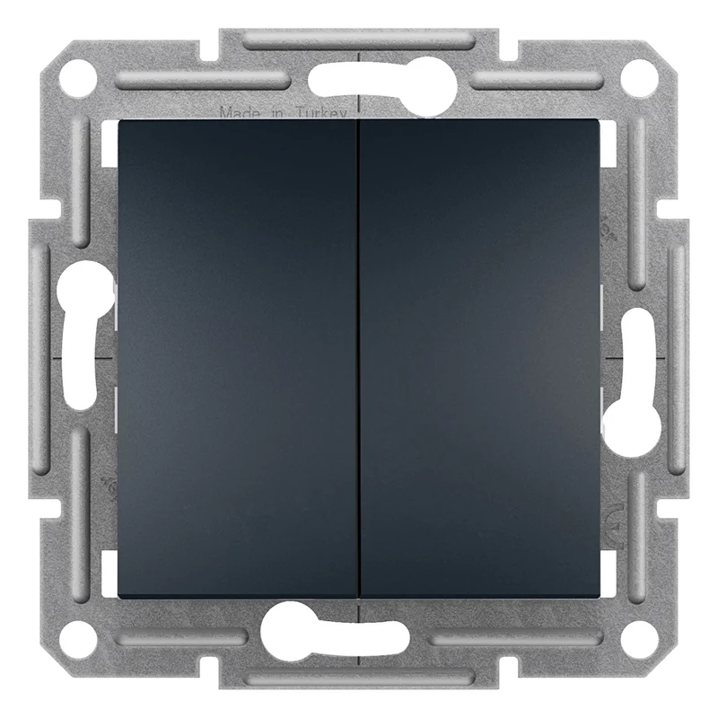 Schneider EPH0600171 Asfora Double 2-Way Switch 10AX 250V Anthracite