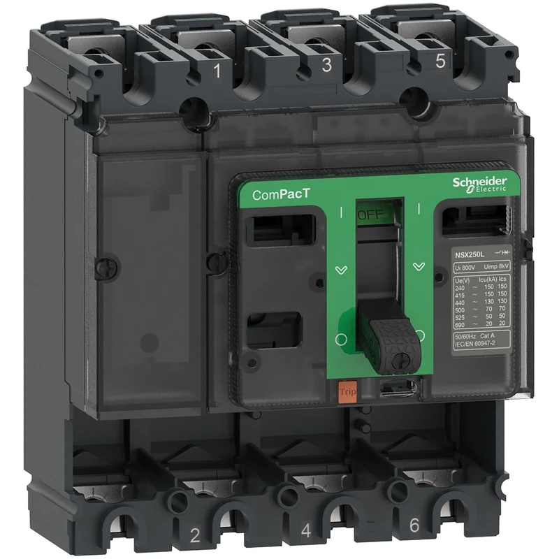 Schneider C25N4 ComPacT NSX250N MCCB 4P 250A Frame 50kA 415VAC