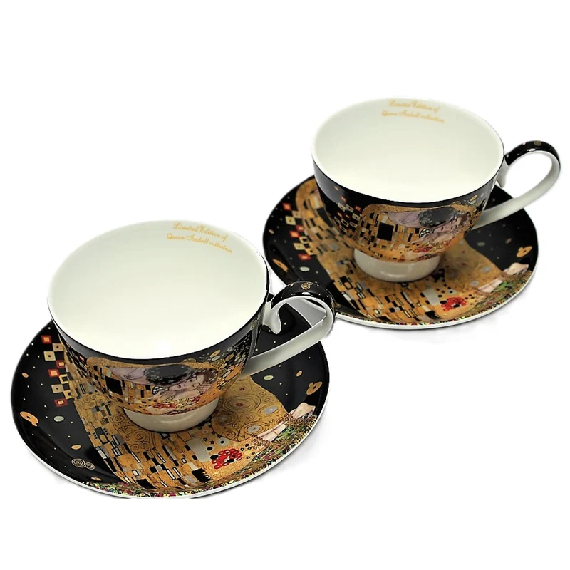2er-Set Königin-Isabell-Porzellantassen, Klimt's Kiss-Motiv, 250ml, W8KL356-22383