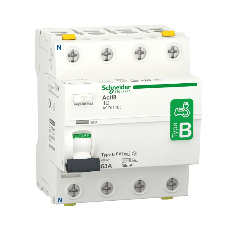 Schneider A9Z51463 Acti9 iID RCCB 4P 63A 30mA Type B EV