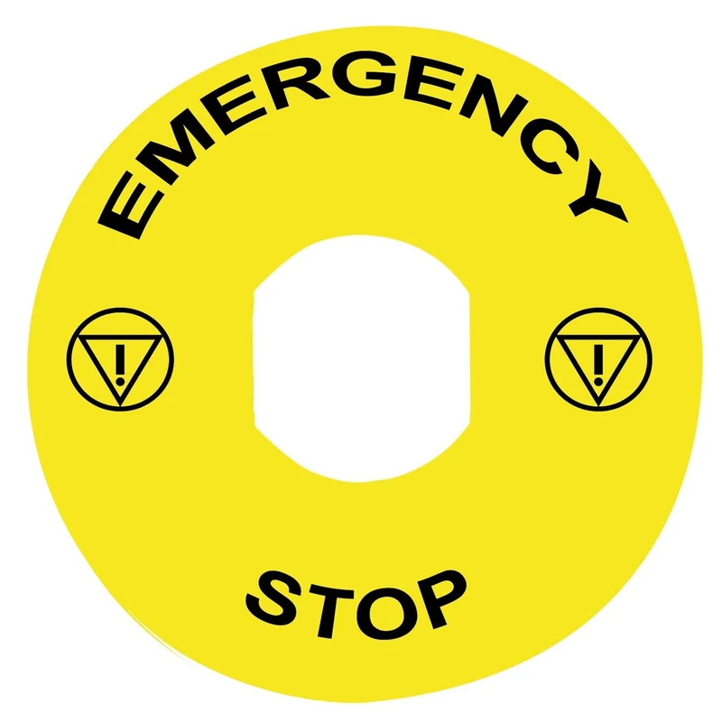Schneider ZBY8330 Harmony XB4/XB5 Emergency Stop Marking Label 90mm Yellow