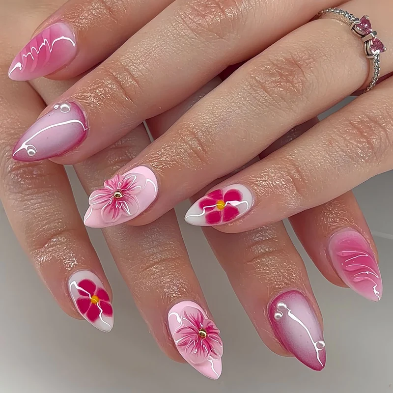 Floral Design Acryl Nagelkunst Karnz